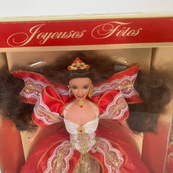 *RARE* FRENCH EDITION Brunette 1997 Holiday Barbie 10th Anniversary Set - Picture 3 of 11